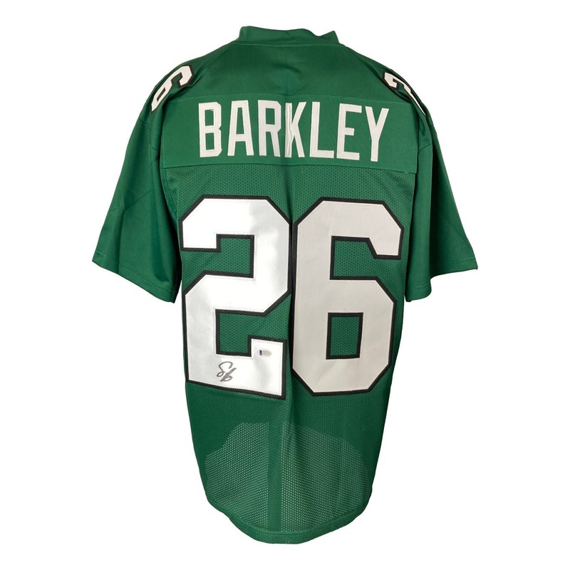 Saquon Barkley Philadelphia Signed Kelly Green Football Jersey Rookie Era BAS
