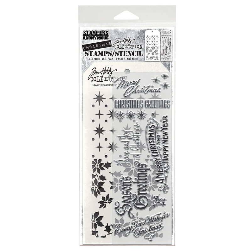 Stampers Anonymous Vintage Christmas Tim Holtz Clear Stamp and Stencil