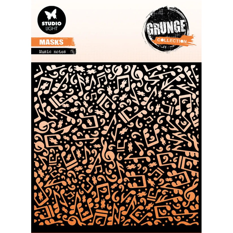 Studio Light Mask Music Notes Grunge Collection 150x150x1mm 1 PC nr.159