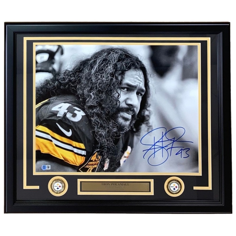 Troy Polamalu Signed Framed 16×20 Pittsburgh Steelers Photo BAS ITP