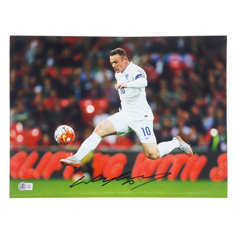Wayne Rooney Signed England Soccer Print Size 16” x 12” with Beckett COA