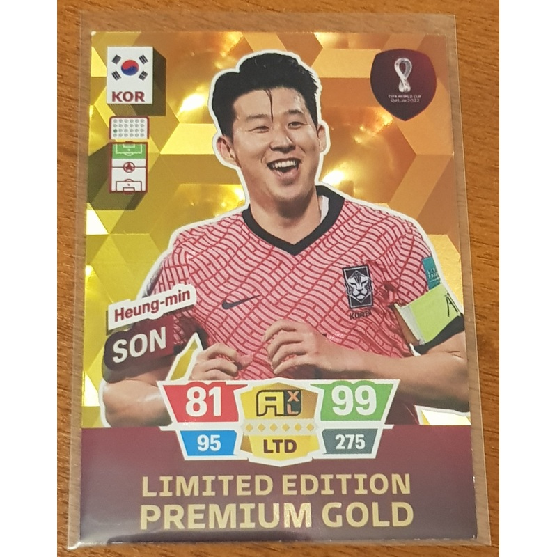 2022 Panini Adrenalyn World Cup Qatar Heung-Min Son Limited Edition Premium Gold Trading Card