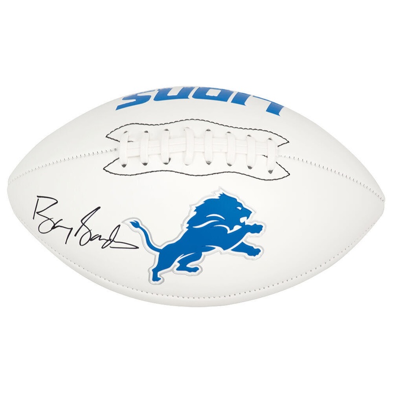 Barry Sanders Signed Franklin Detroit Lions White Logo Football – (SCHWARTZ COA)