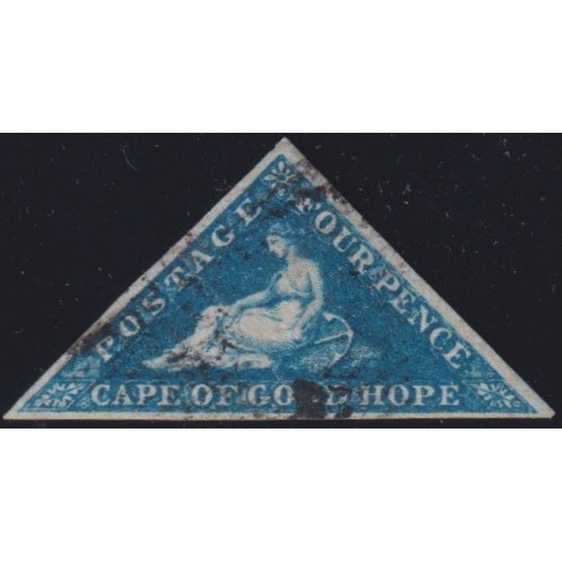 CAPE OF GOOD HOPE 1858 4d DEEP BLUE  TRIANGLE SUPERB USED