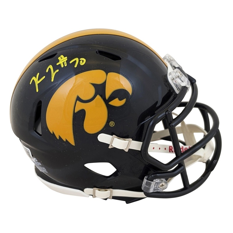 Iowa Kaleb Johnson Authentic Signed Speed Mini Helmet Autographed BAS Witnessed