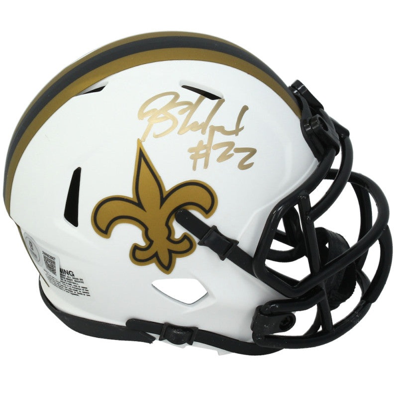 Rashid Shaheed Autographed (in Gold) Saints ‘Lunar Eclipse’ Mini Helmet Beckett