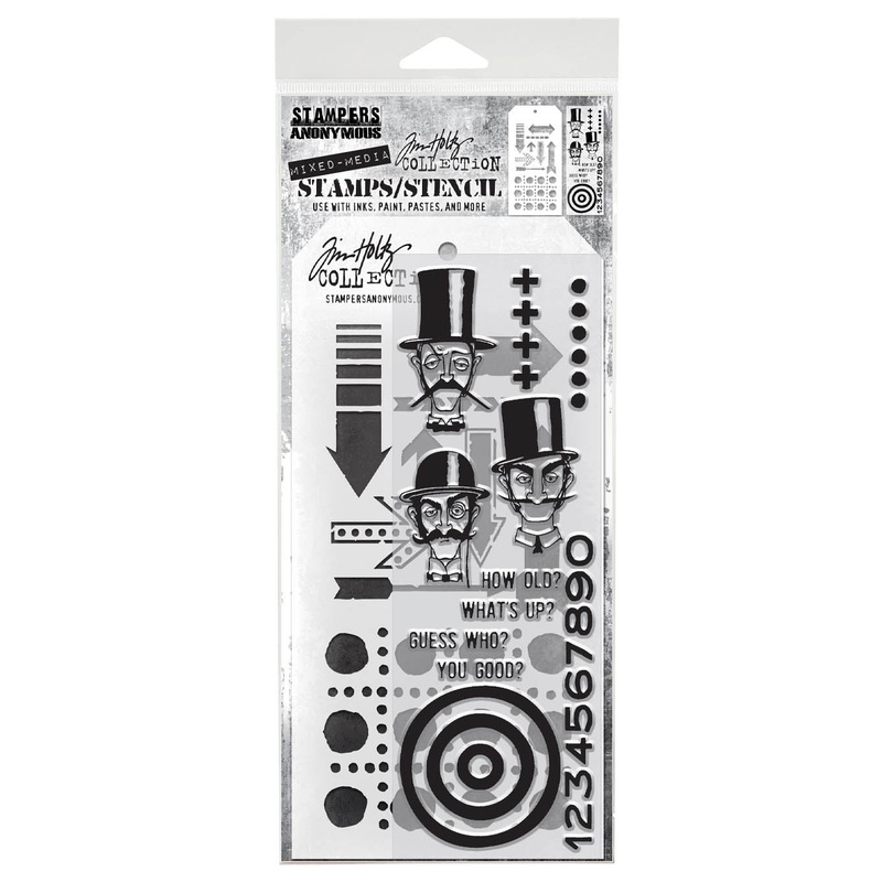 Stampers Anonymous Media #39 Tim Holtz Clear Stamp and Stencil