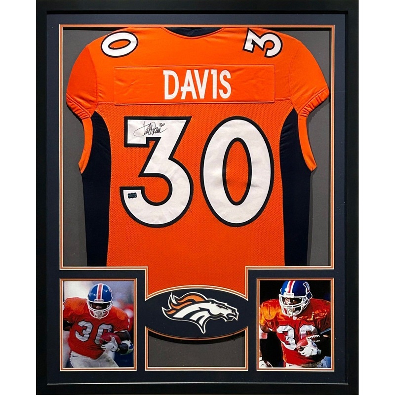 Terrell Davis Autographed Signed Framed Orange Denver Broncos Jersey BECKETT