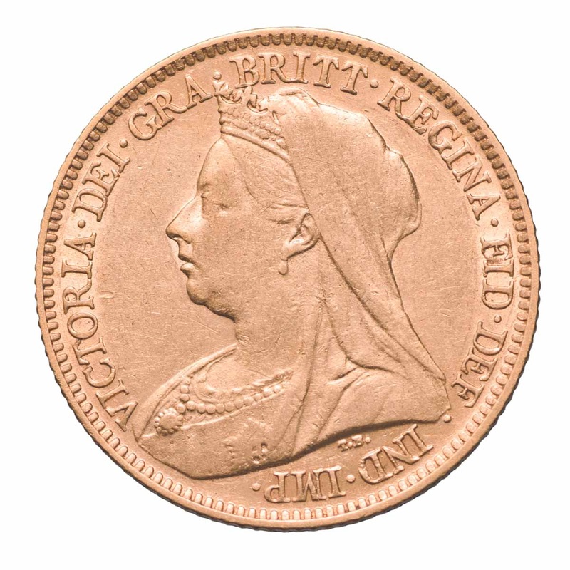 1900 Perth Queen Victoria Veiled Head Gold Half Sovereign Very Fine