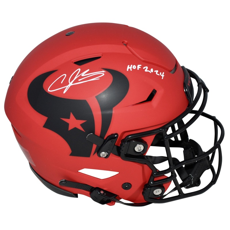 ANDRE JOHNSON SIGNED HOUSTON TEXANS RAVE AUTHENTIC SPEEDFLEX HELMET W/ HOF 2024