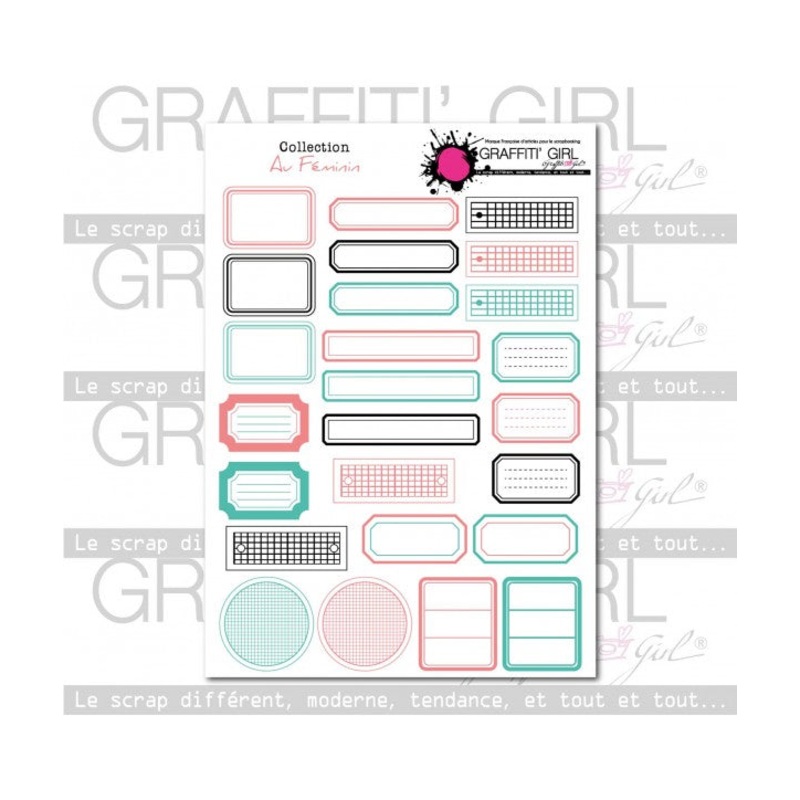 Graffiti Girl die cut tags Au Fminin
