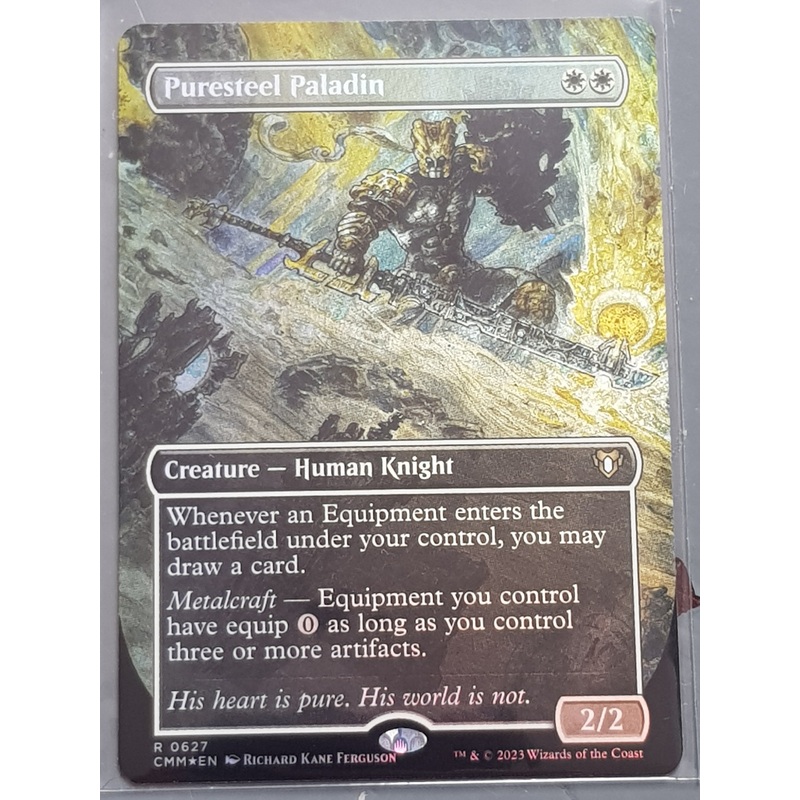 Magic the Gathering Commander Masters Puresteel Paladin #627 (Extended Art) Foil Trading Card