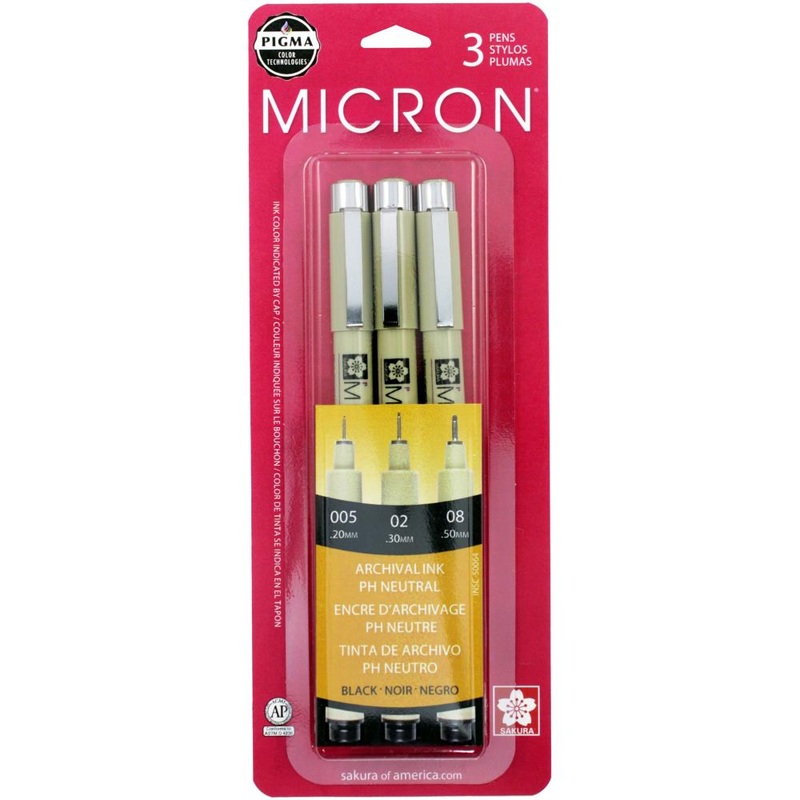 Pigma Micron Pens Assorted 3/Pkg Black