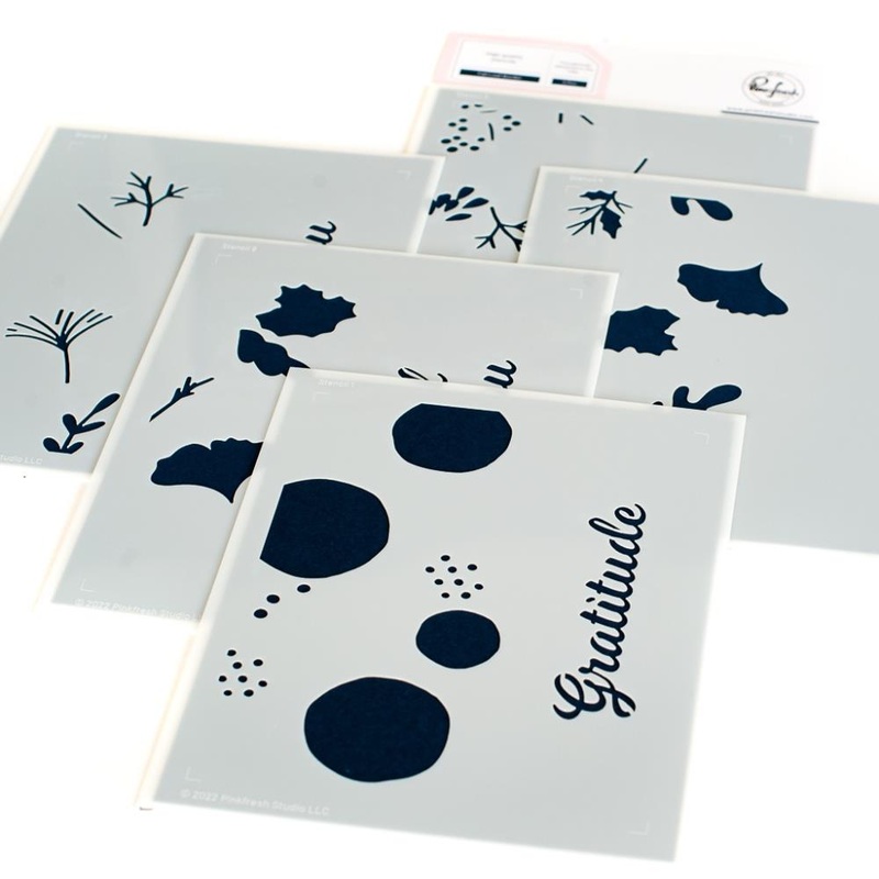 Pinkfresh Studio Stencils 4.25X5.25 5/Pkg Fall Leaf Border Layering