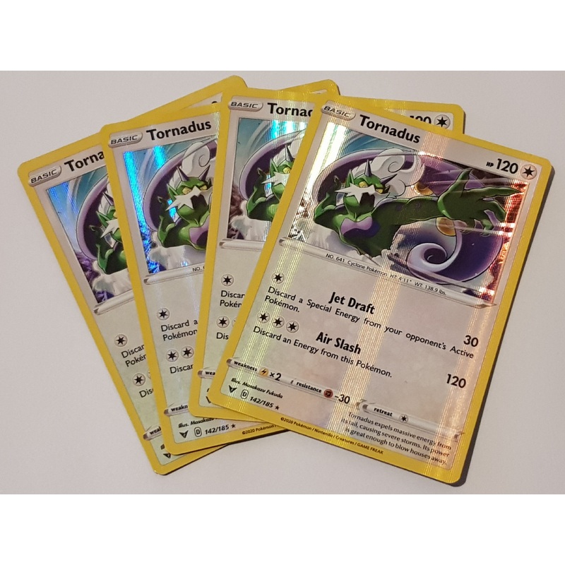 Pokemon Sword and Shield Vivid Voltage Tornadus #142/185 Holo Rare Trading Card (Playset x4)