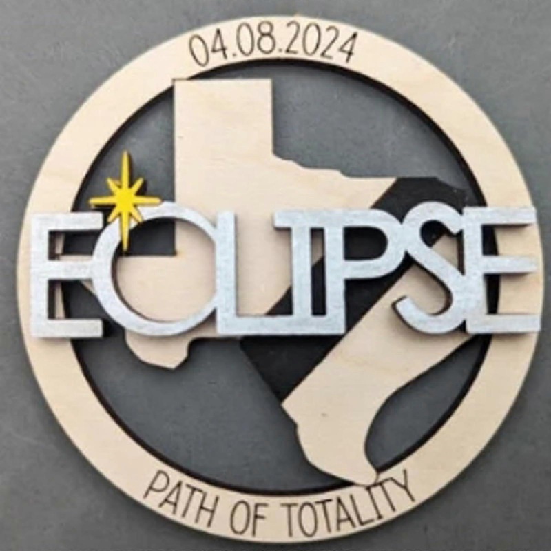 Solar Eclipse 2024 Ornament, Wooden 2024 Eclipse Keepsake, Path of Totality States Ornament, 2024 Solar Eclipse Party Supplies, Eclipse Souvenir – 12