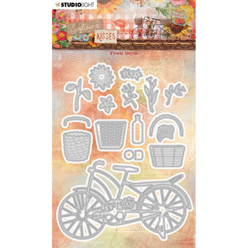 Studio Light Cutting Dies Sunflower Bicycle Sunflower Kisses 101x133x1mm 18 PC nr.526