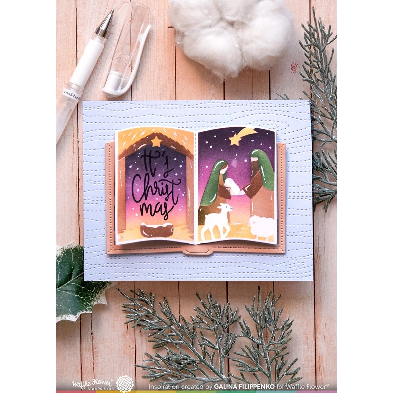 Waffle Flower x Galina Filippenko – Open Book Nativity Stencil