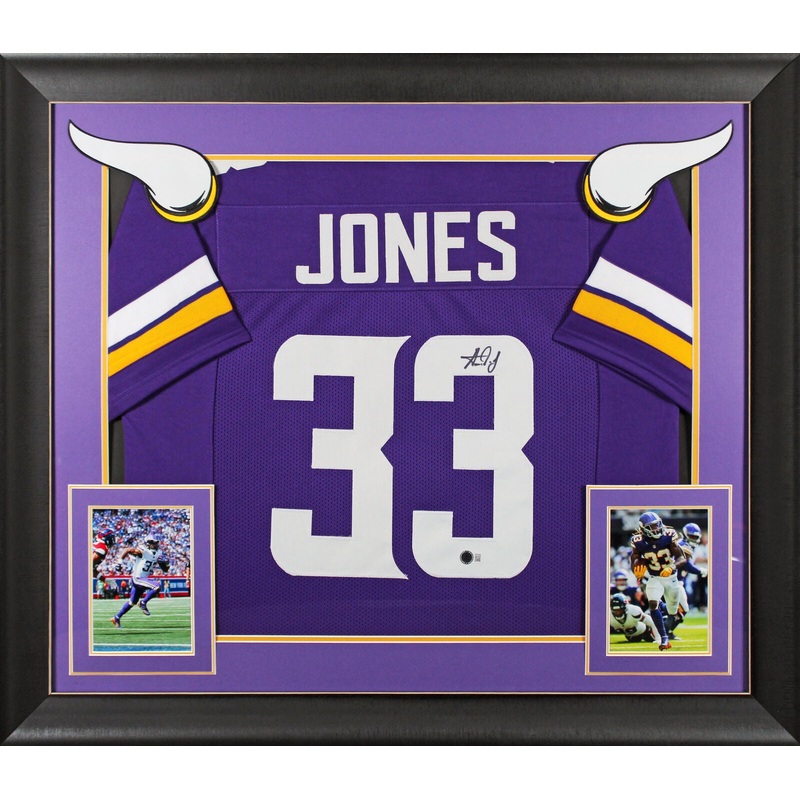 Aaron Jones Authentic Signed Purple Pro Style Framed Jersey BAS Witnessed