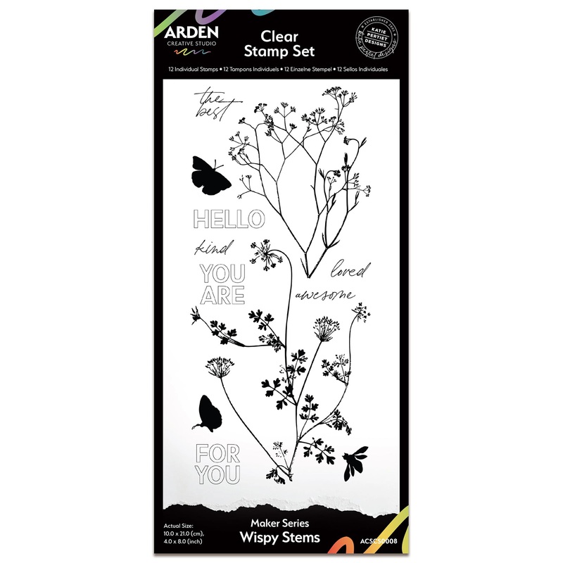 Arden Creative Studio Maker Series Wispy Stems 4 in x 8 in Clear Stamp Set