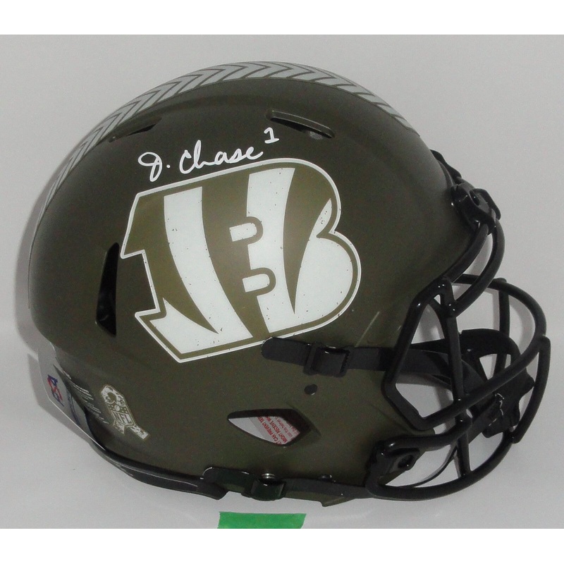 Bengals JA’MARR CHASE Signed Full Size SALUTE SERVICE Authentic Spd Helmet AUTO