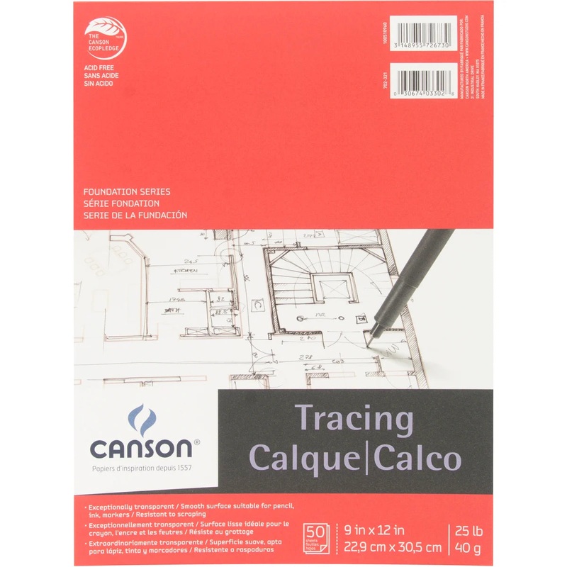 Canson Artist Series Tracing Paper Pad 9X12 50 Sheets