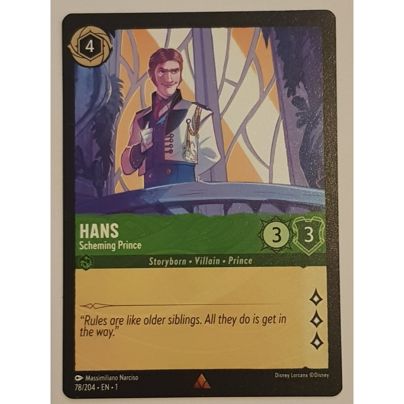 Disney Lorcana the First Chapter Hans Scheming Prince #78/204 Trading Card