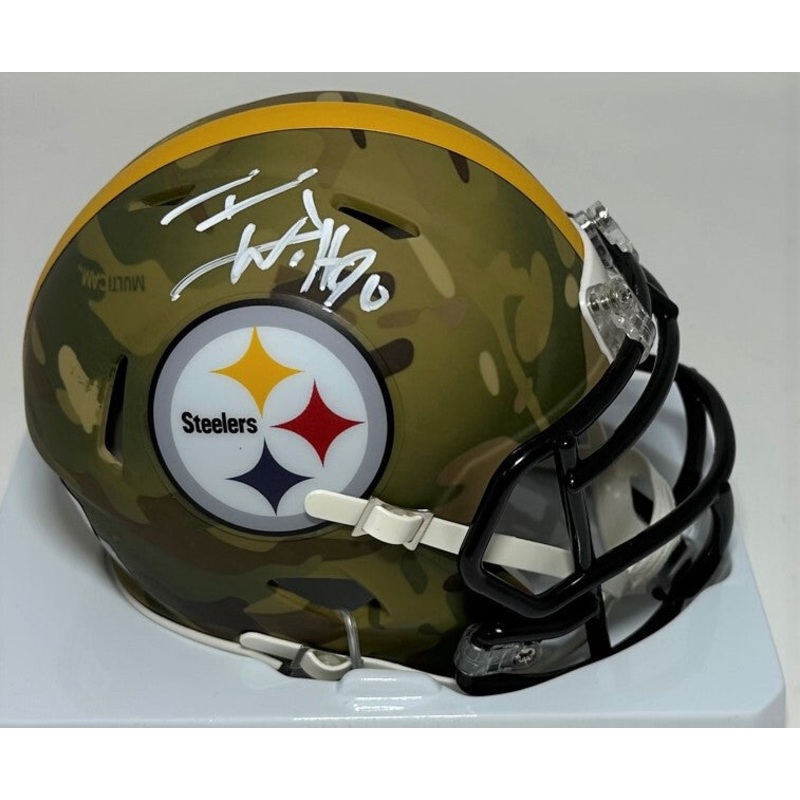 Steelers TJ WATT Signed Riddell Speed CAMO Mini Helmet AUTO – Badgers – BAS