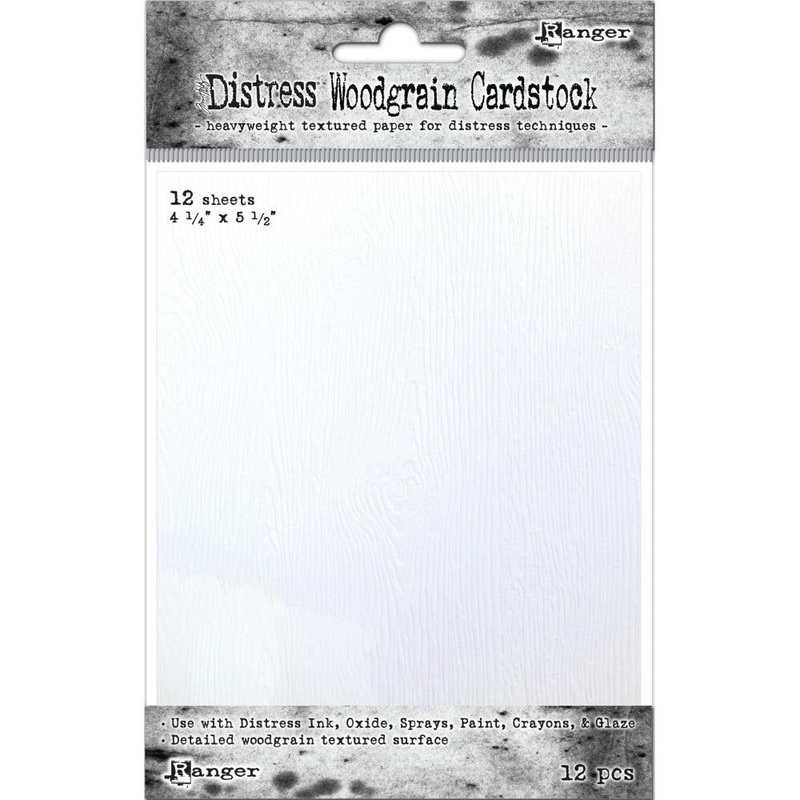 Tim Holtz Distress A2 4.25”X5.5” Woodgrain Cardstock – 12 pk