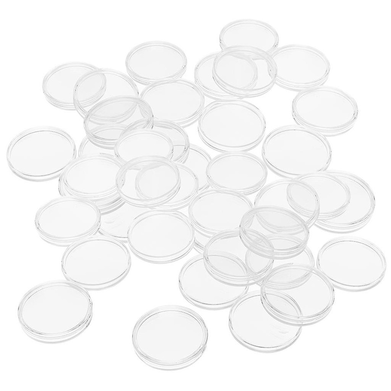 40 Pieces Clear Coin Cases Round Storage Capsules Display Holder Supply 40mm