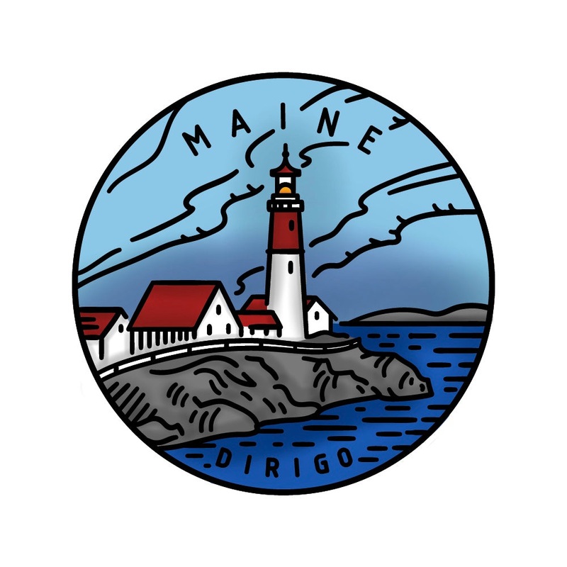 50 States Circles – 2×2 Stamp Set – Maine