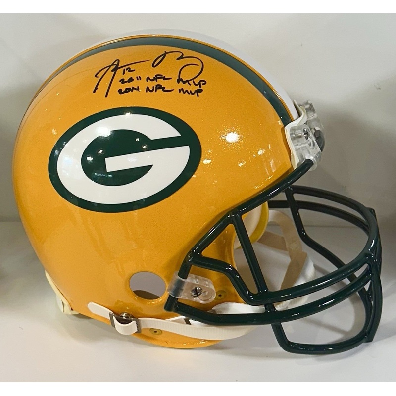 Aaron Rodgers Signed Packers Proline Authentic FS Helmet 2 MVP Auto Fanatics COA