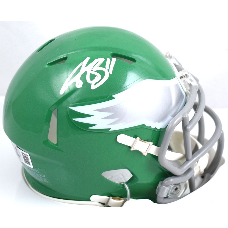 AJ Brown Autographed Eagles Alternate 23 Speed Mini Helmet – Beckett W Hologram