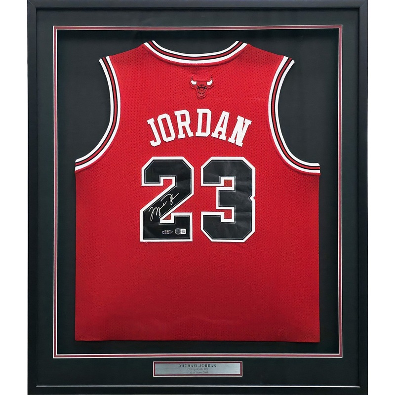 Bulls Michael Jordan Autographed Framed Red Jersey Beckett & UDA Holo #BAJ03662