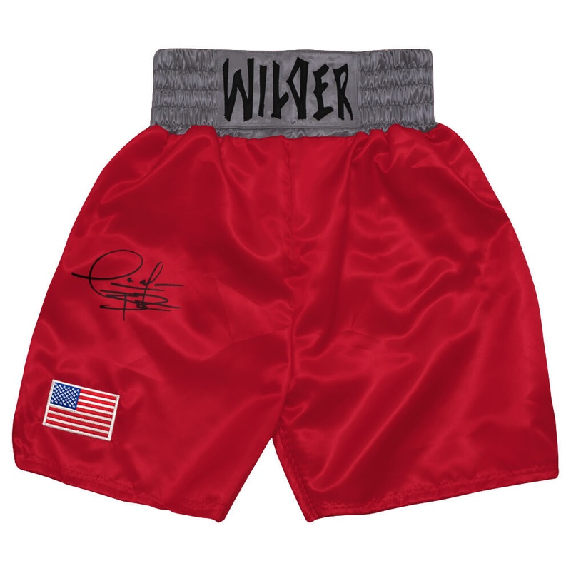 Deontay Wilder Signed Red Custom Boxing Trunks – (BECKETT COA)