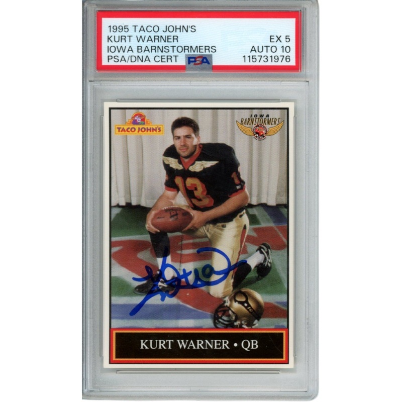 Kurt Warner Autographed 1995 Taco John’s #13 Trading Card EX 5 10 Auto PSA 50105