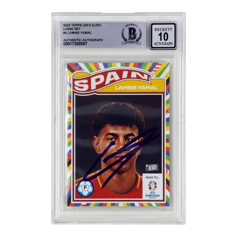 Lamine Yamal Signed 2024 Topps Living Road to EURO Rookie – BGS Autograph 10