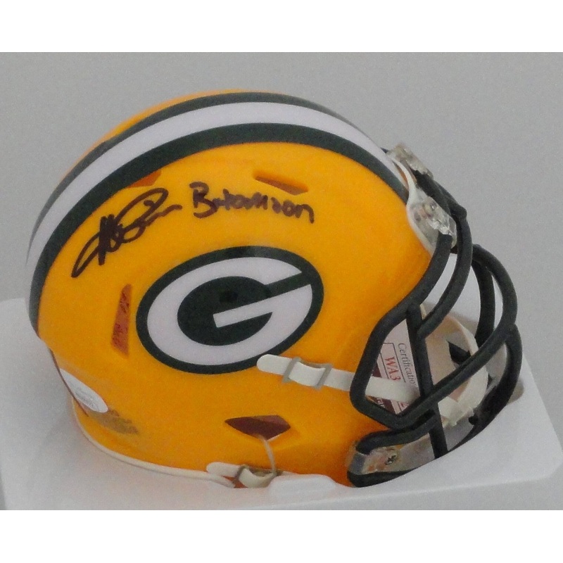 Packers ANDRE RISON Signed Riddell Green Bay Speed Mini Helmet w/ Badmoon JSA