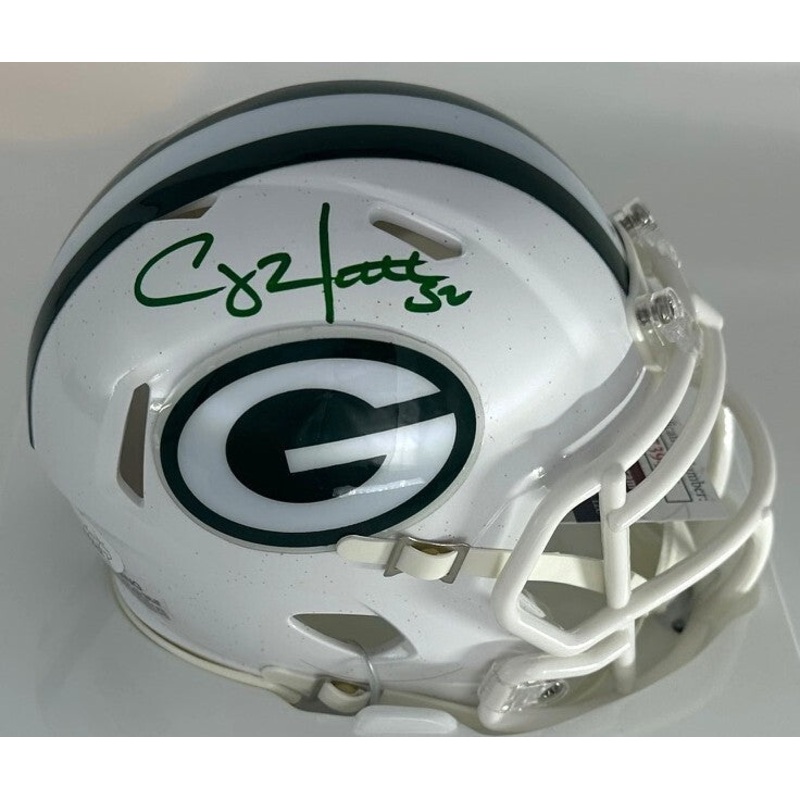 Packers CLAY MATTHEWS Signed Alternate WHITE OUT Speed Mini Helmet AUTO – JSA