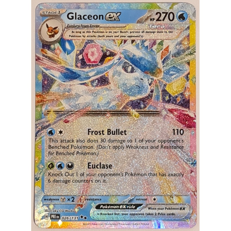 Pokemon Scarlet and Violet Prismatic Evolutions Glaceon Ex #026/131 Double Rare Holo Trading Card
