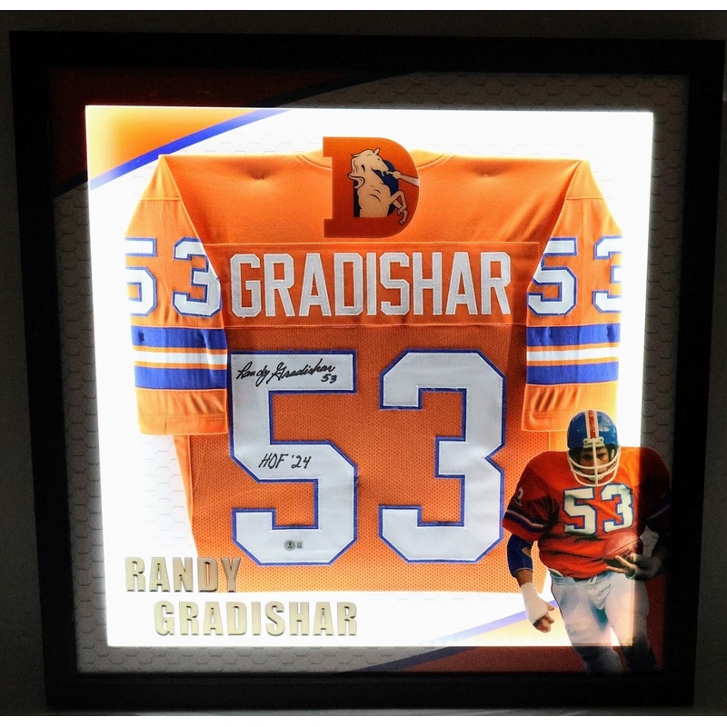 Randy Gradishar Autographed/Inscribe Denver Broncos Jersey Lighted Frame BAS COA