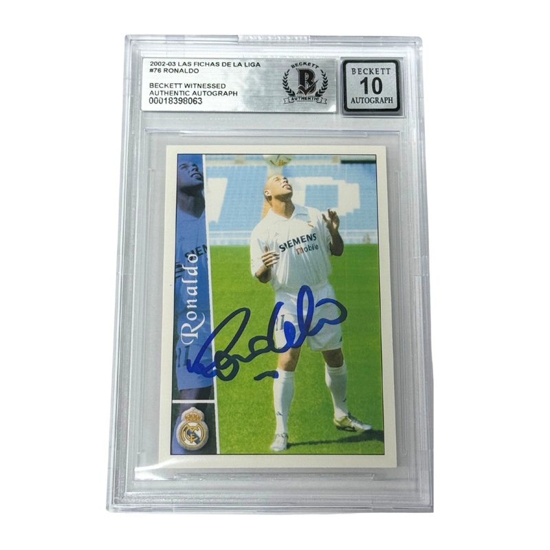 Ronaldo Nazario Signed 2002-03 Las Fichas De La Liga #76 – Beckett Witness
