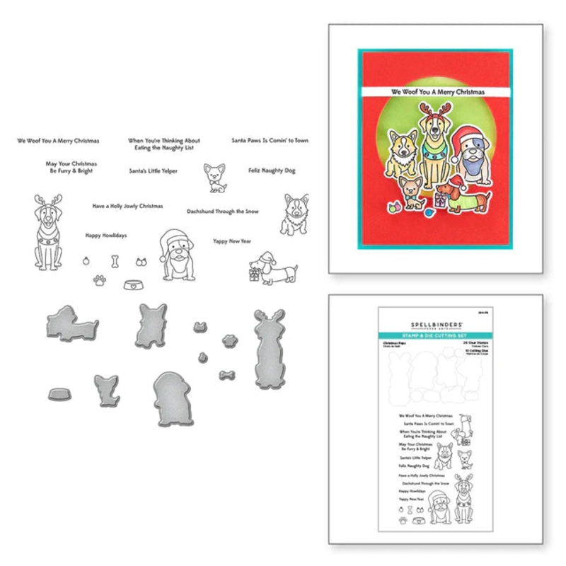 Spellbinders CHRISTMAS PUPS CLEAR STAMPS FROM THE HOLIDAY CHEER ENCLOSED COLLECTION