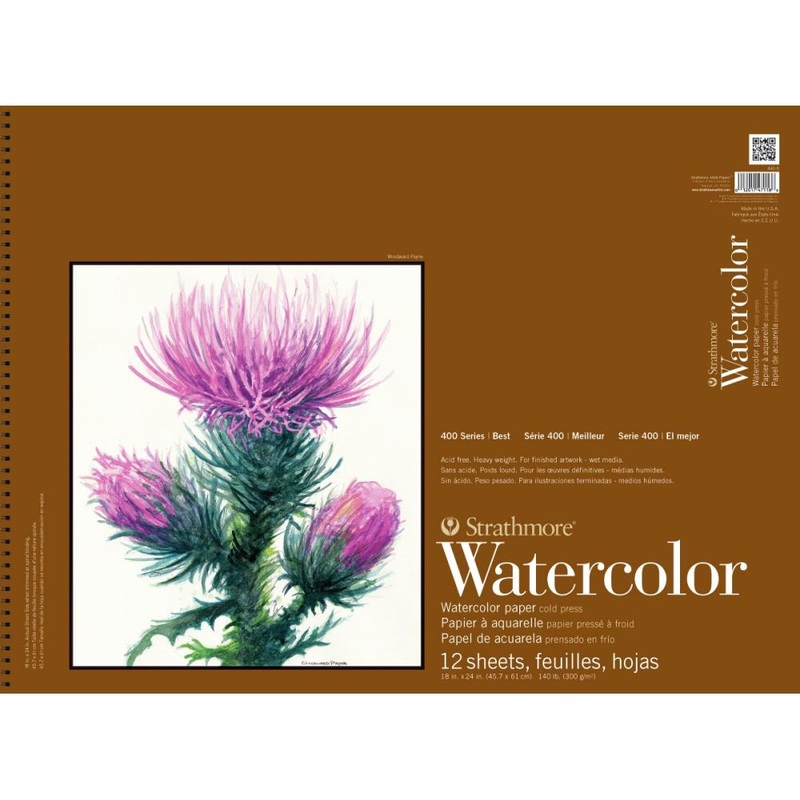Strathmore Watercolor Paper Pad Spiral Bound 11X15 140lb, 12 Sheets