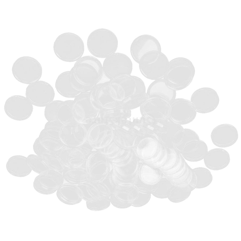 100 Coin Holder Capsules Clear Case Box for Coin Collection Protector 19mm