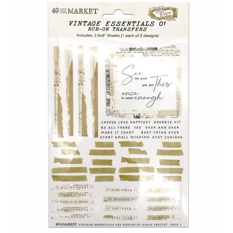 49 And Market Essential Rub-Ons 6X8 2/Sheets Vintage Essentials 01