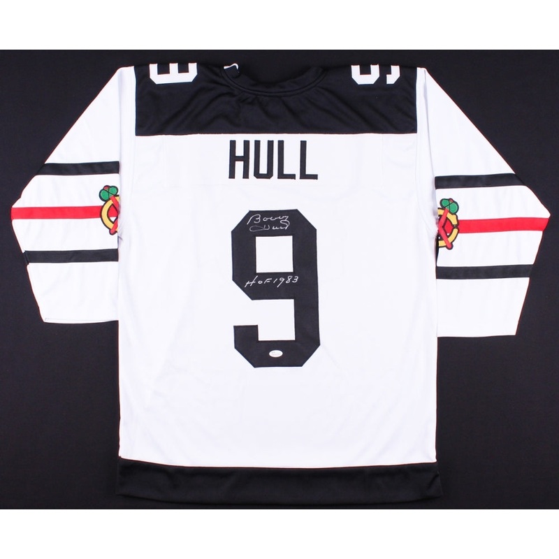 Bobby Hull Signed Chicago Blackhawks Jersey Inscribed HOF 1983 (JSA COA) L.W.