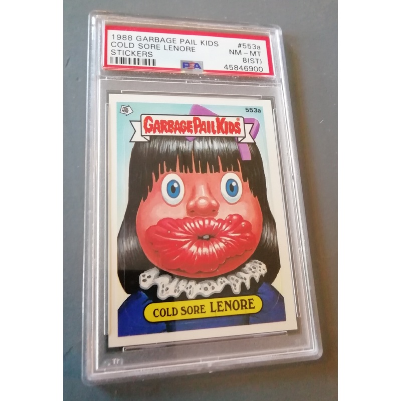 Garbage Pail Kids Original Series 14 #553a – Cold Sore Lenore PSA 8 Sticker