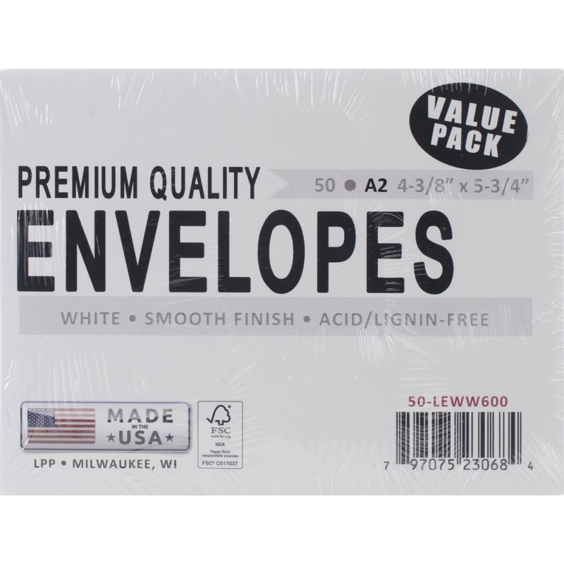 Leader A2 Envelopes (4.375X5.75) 50/Pkg White