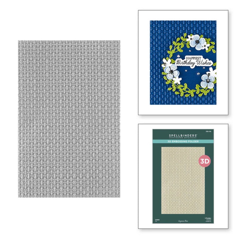 Spellbinders – Linen 3D Embossing Folder from the Texture & Foliage Collection by Suzanne Hue